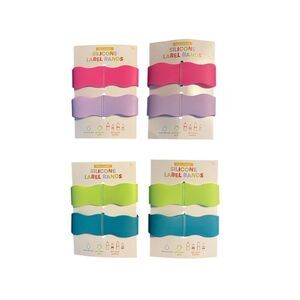Silicone Label Bands – Set of 4 – Pink, Lavender, Lime & Teal – NWT